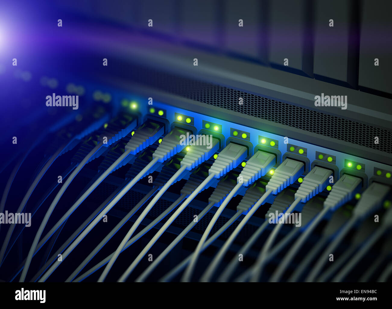 Network server switch with LED flashing, illustration Stock Photo - Alamy
