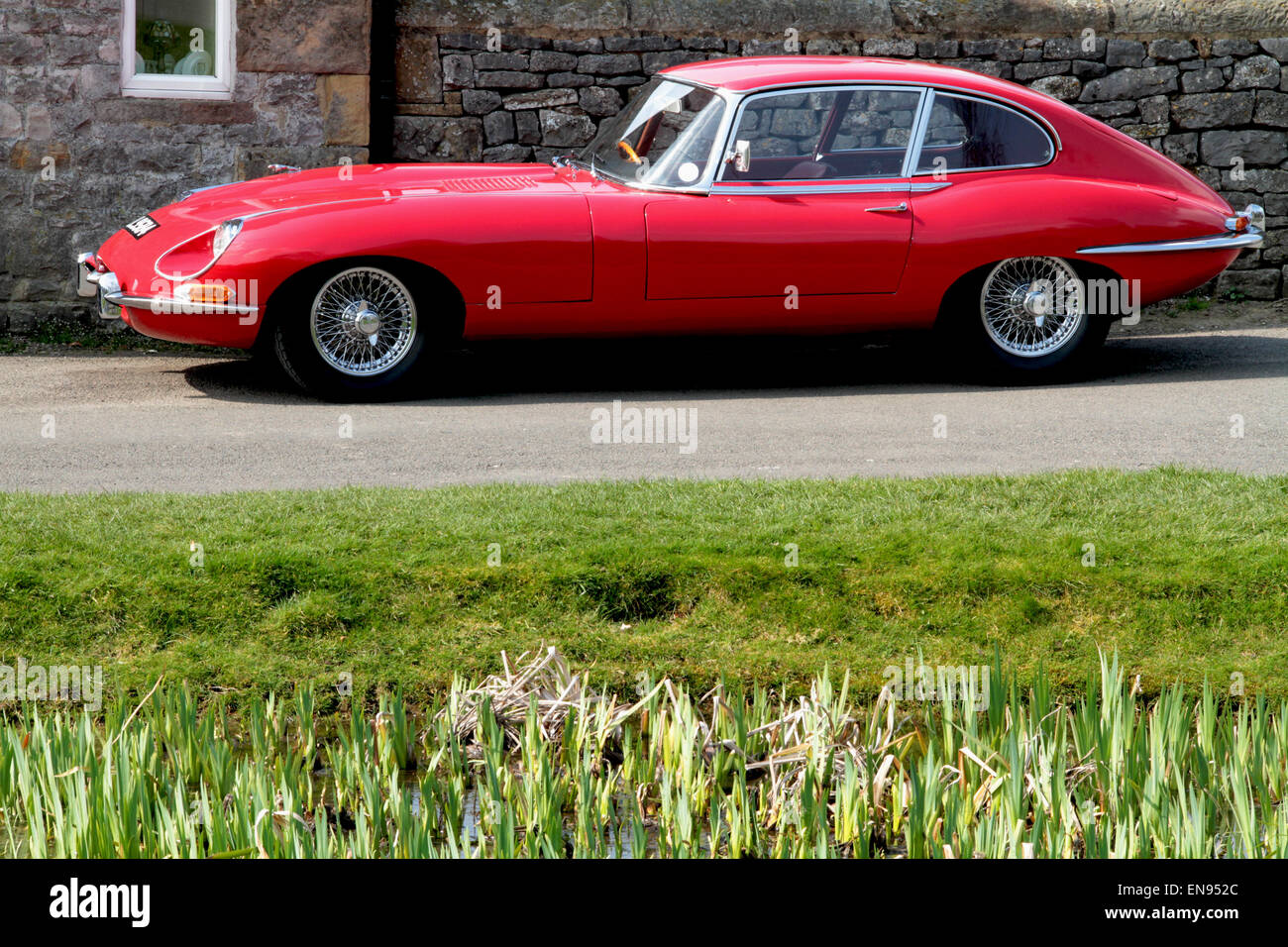 Red E type Jaguar 4.2 Stock Photo