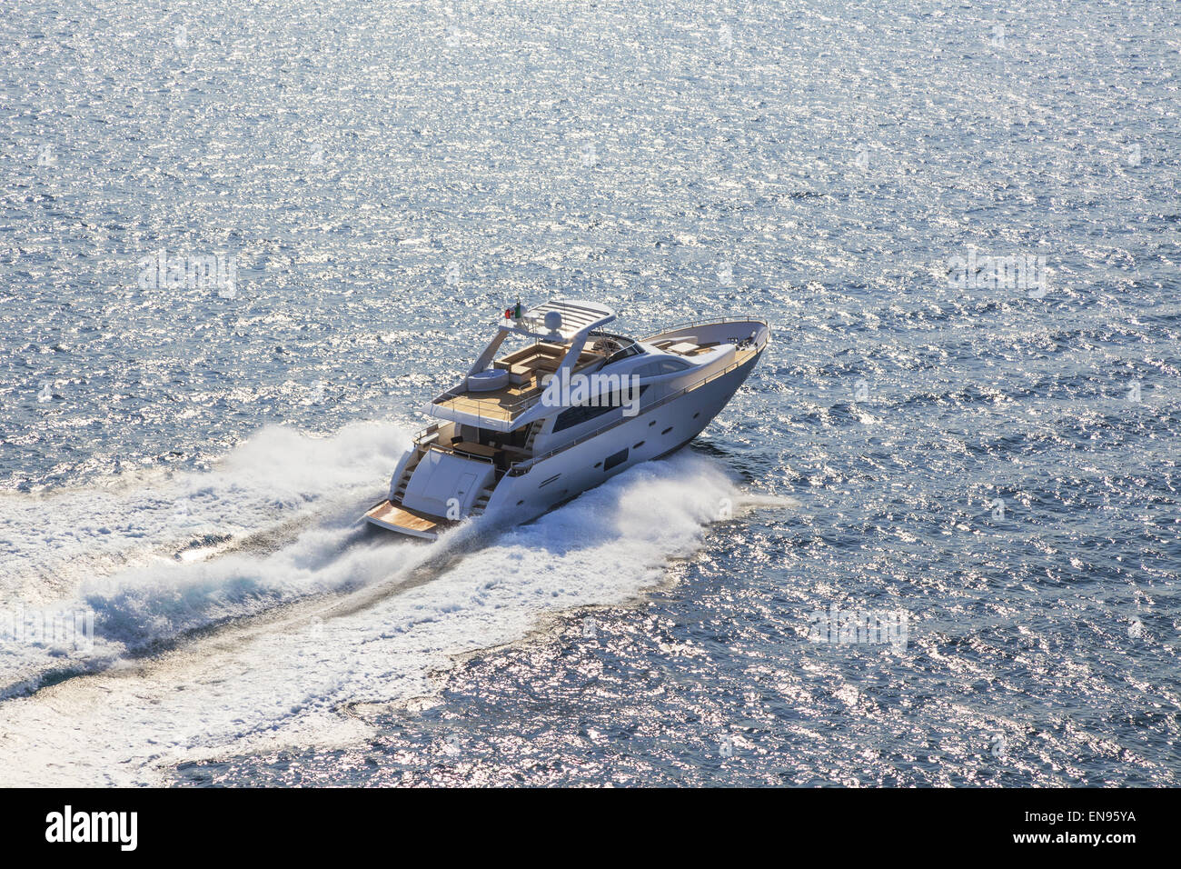 luxury yacht in navigation, aerial view Stock Photo - Alamy