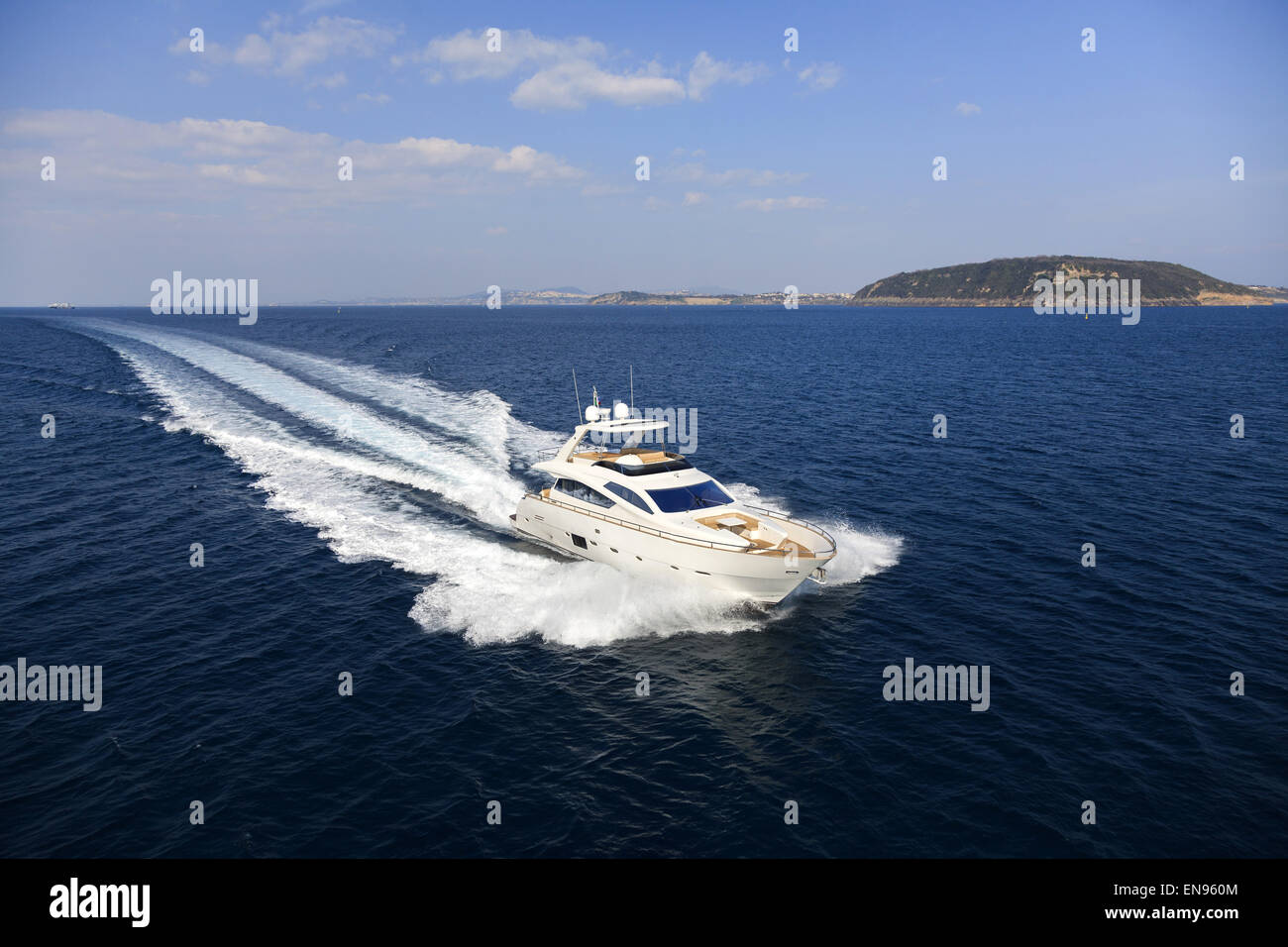 luxury yacht in navigation, aerial view Stock Photo - Alamy