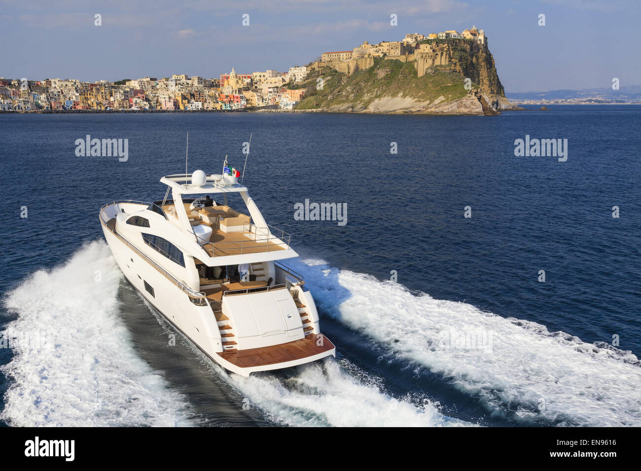 luxury yacht in navigation, aerial view Stock Photo - Alamy