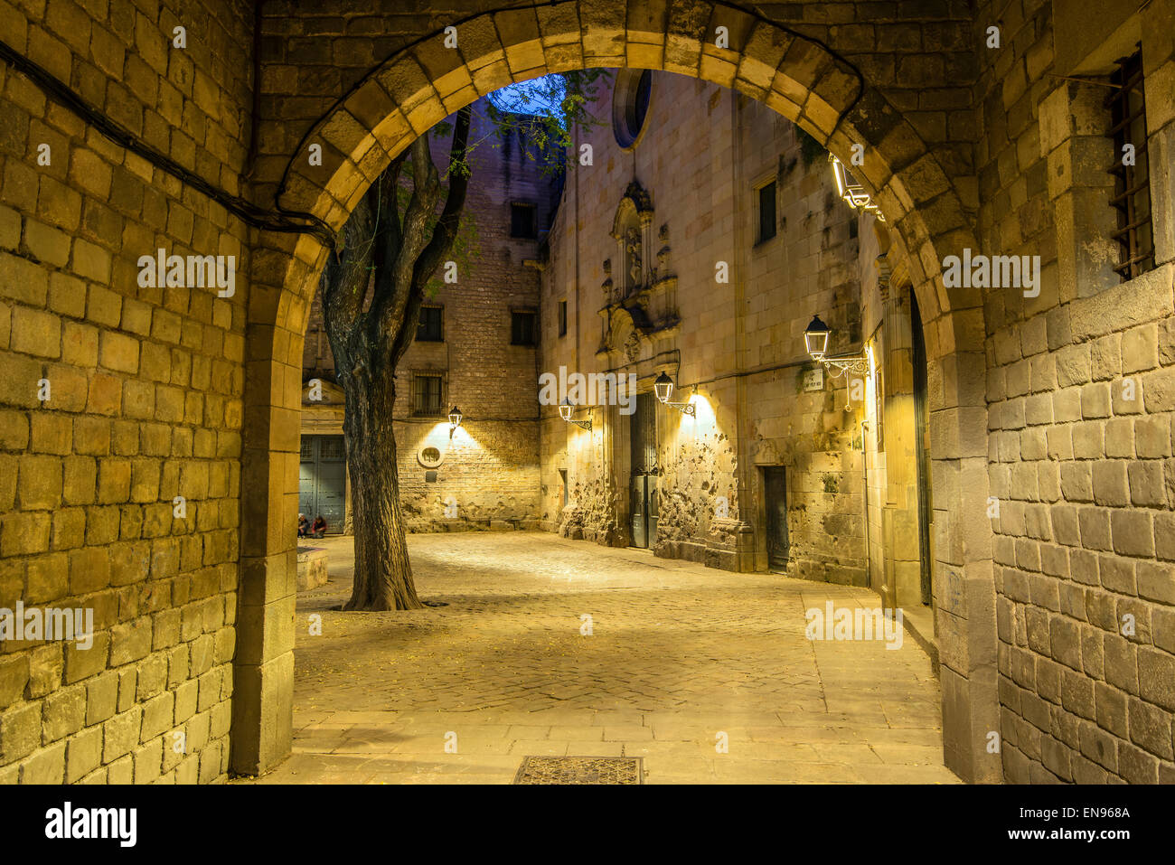 Night view of Plaza de San Felipe Neri or Placa de Sant Felip Neri in Stock Photo 81951754 Alamy