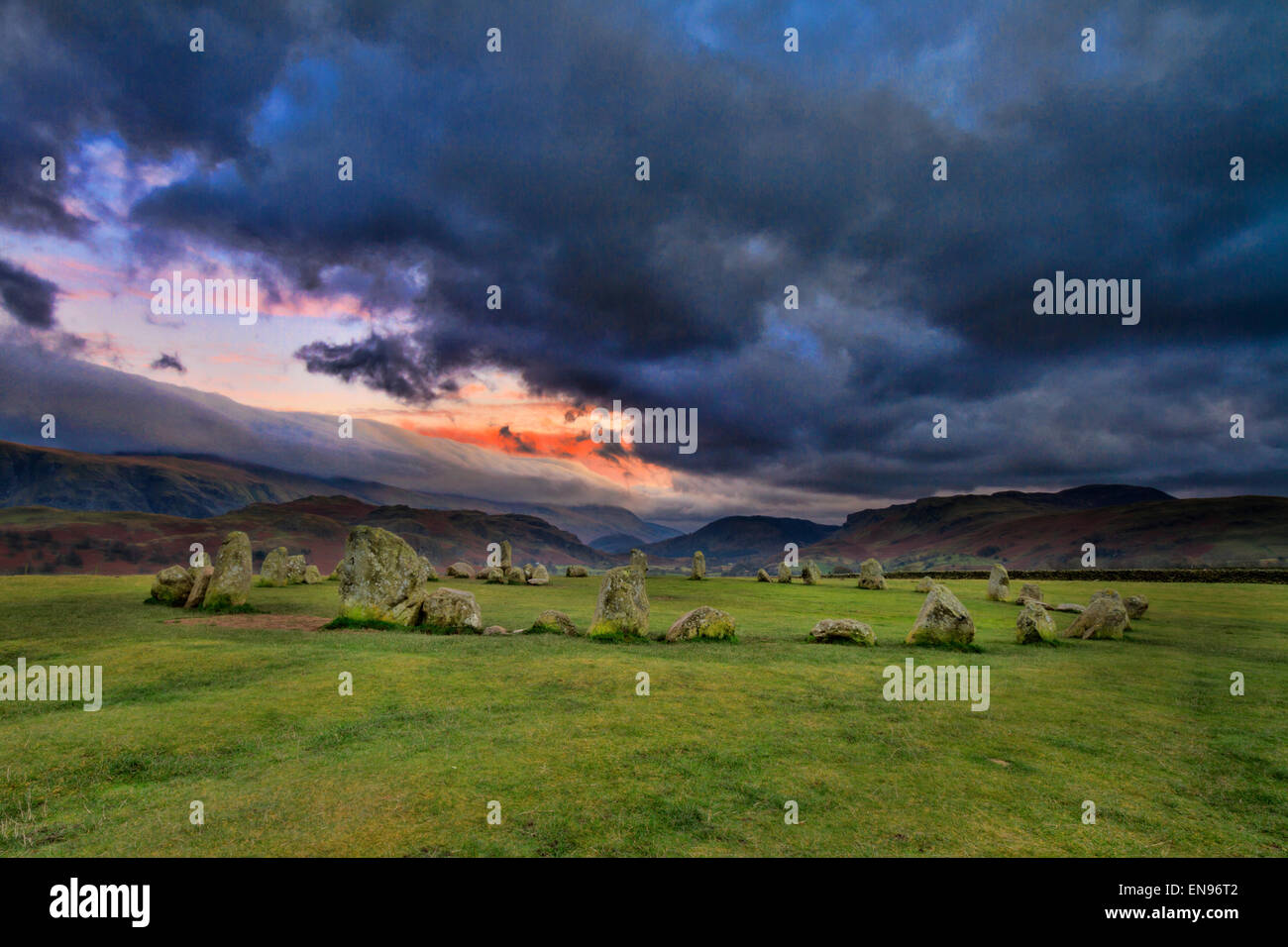 Castlerigg Stone Circle is situated near Keswick in the Lake District UK Stock Photo