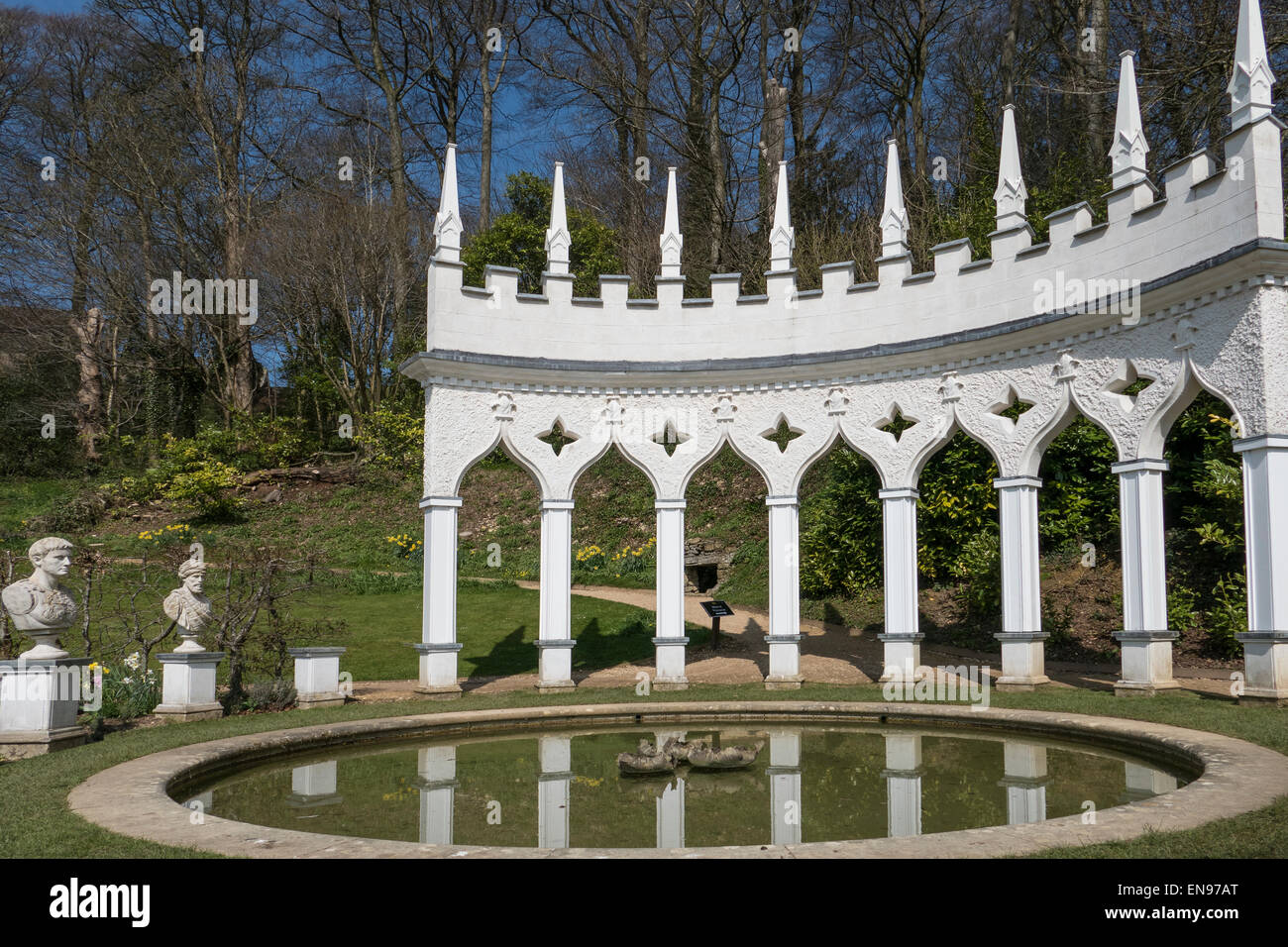 England, Gloucestershire, Painswick Rococo gardens, Exedra Stock Photo