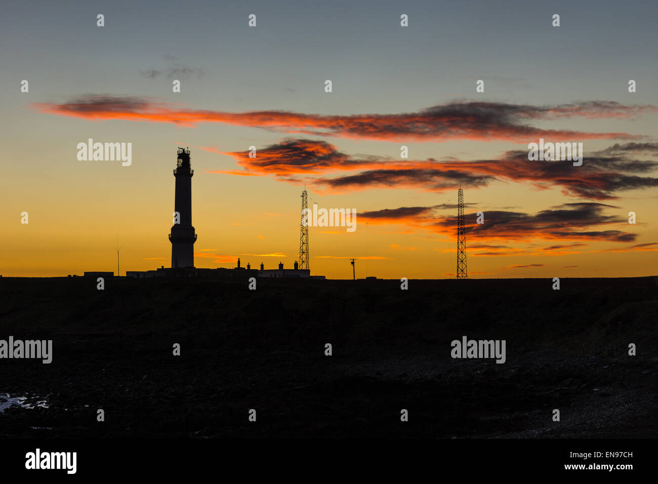 Girdleness Lighthouse, Aberdeen at sunrise. Stock Photo