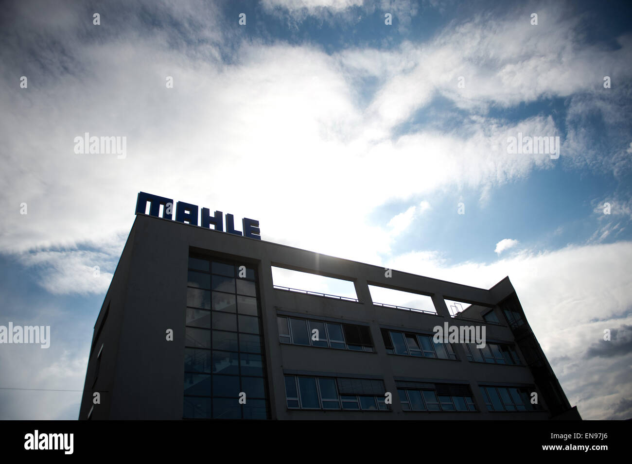 The company logo at the headquarters of automotive parts manufacturer