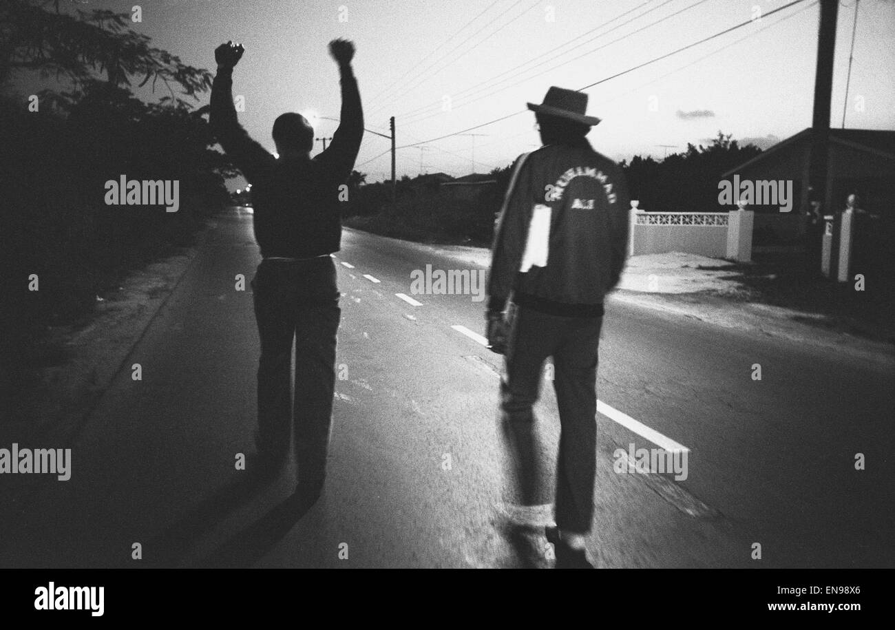 Muhammad Ali seen here completing some roadwork training in Nassau during the build up to bout against Trevor Berbick. 15th Novenber 1987 Stock Photo