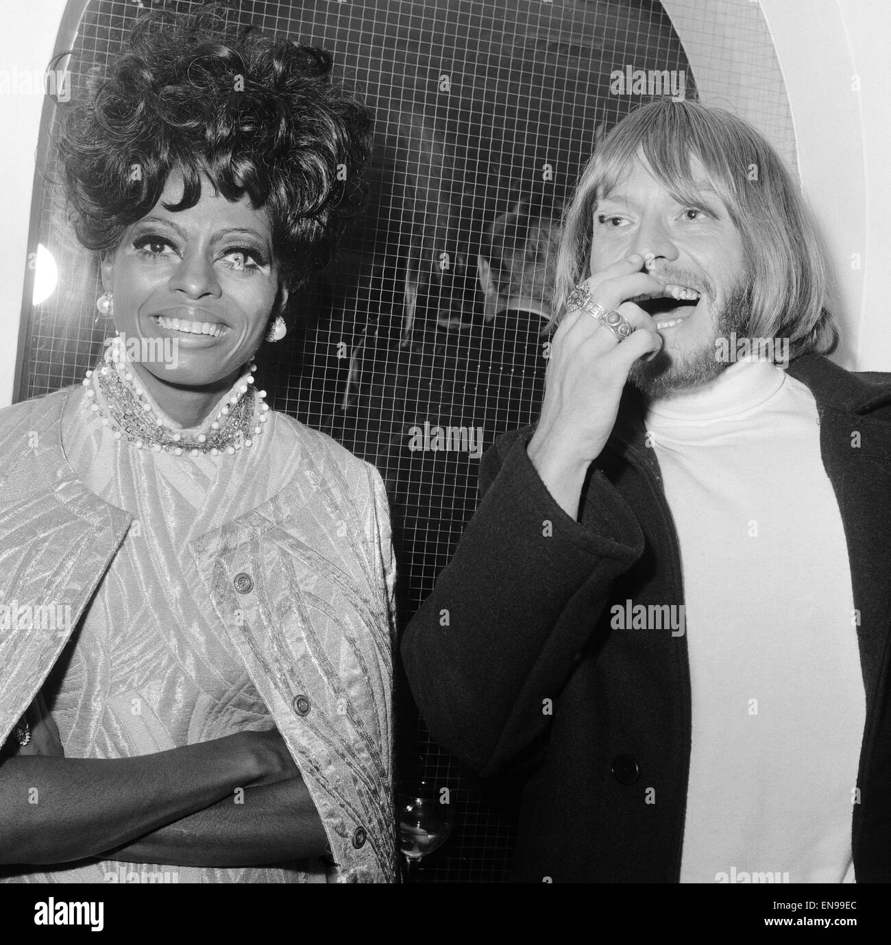 Brian Jones of The Rolling Stones and Diana Ross of The Supremes at the John Bull's restaurant in King's Road, Chelsea. 28th January 1968. Stock Photo