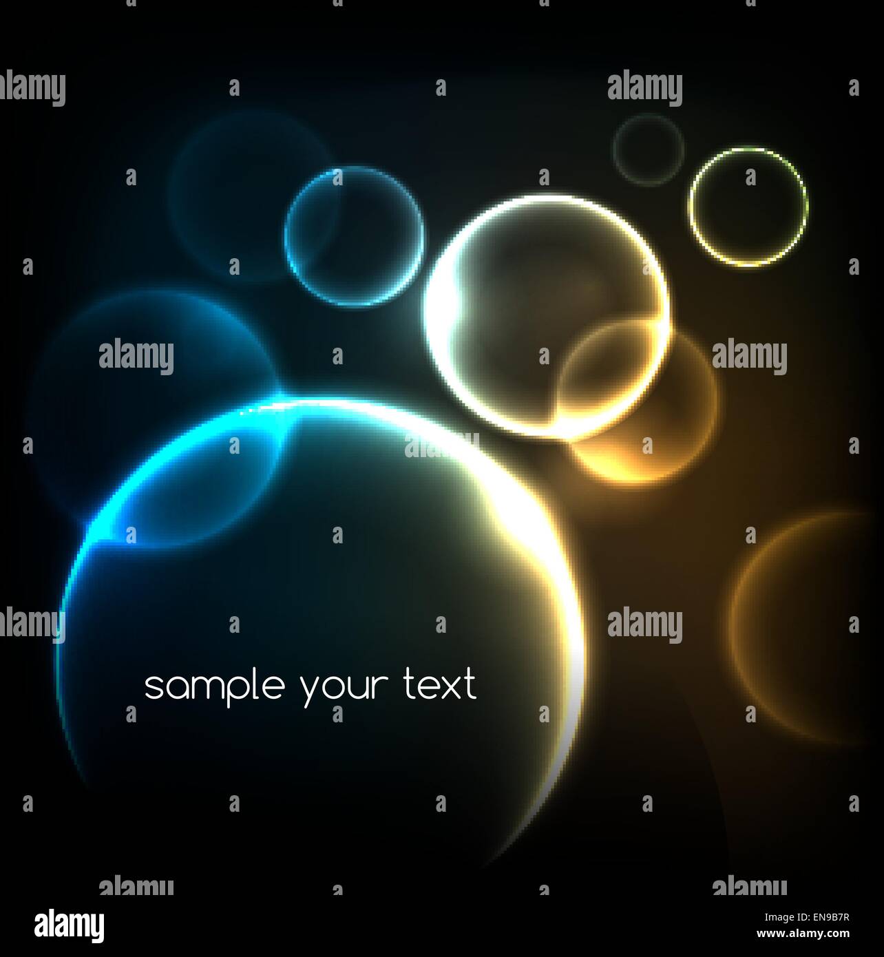 Blue light effects on round placeholder for your text on dark background. EPS10 Stock Vector