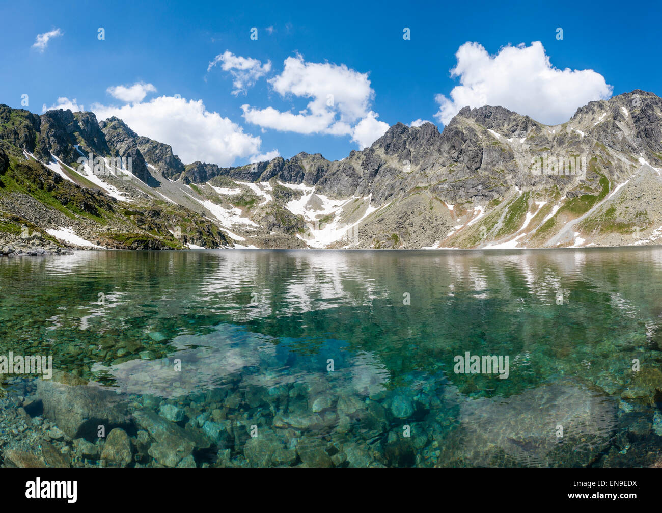Slovakia, Tatry, Hincovo pleso. a mountain lake with green water in a  summer day Stock Photo - Alamy