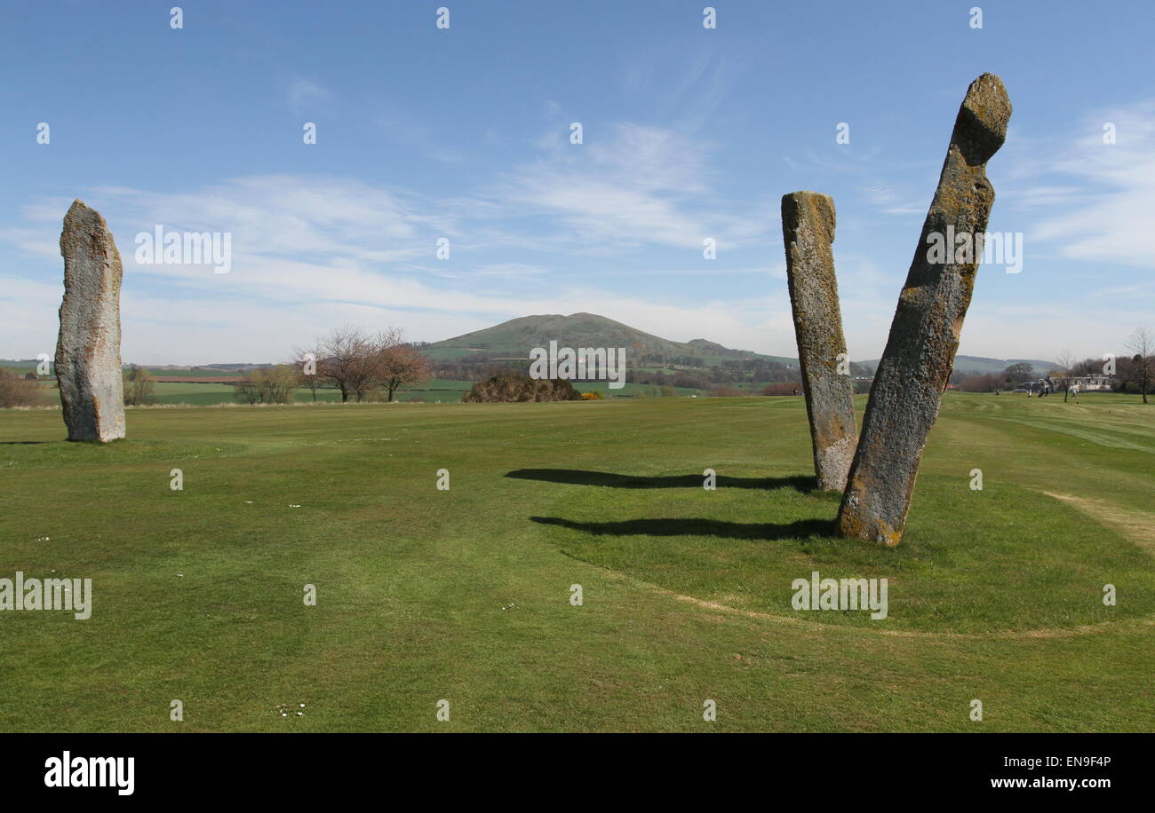 Lundin Links standing Stones Fife Scotland April 2015 Stock Photo Alamy