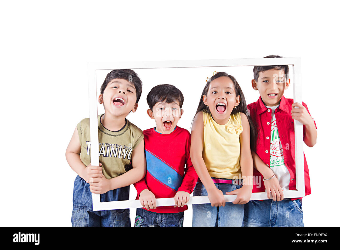4 indian kids friends Frames Photography Stock Photo
