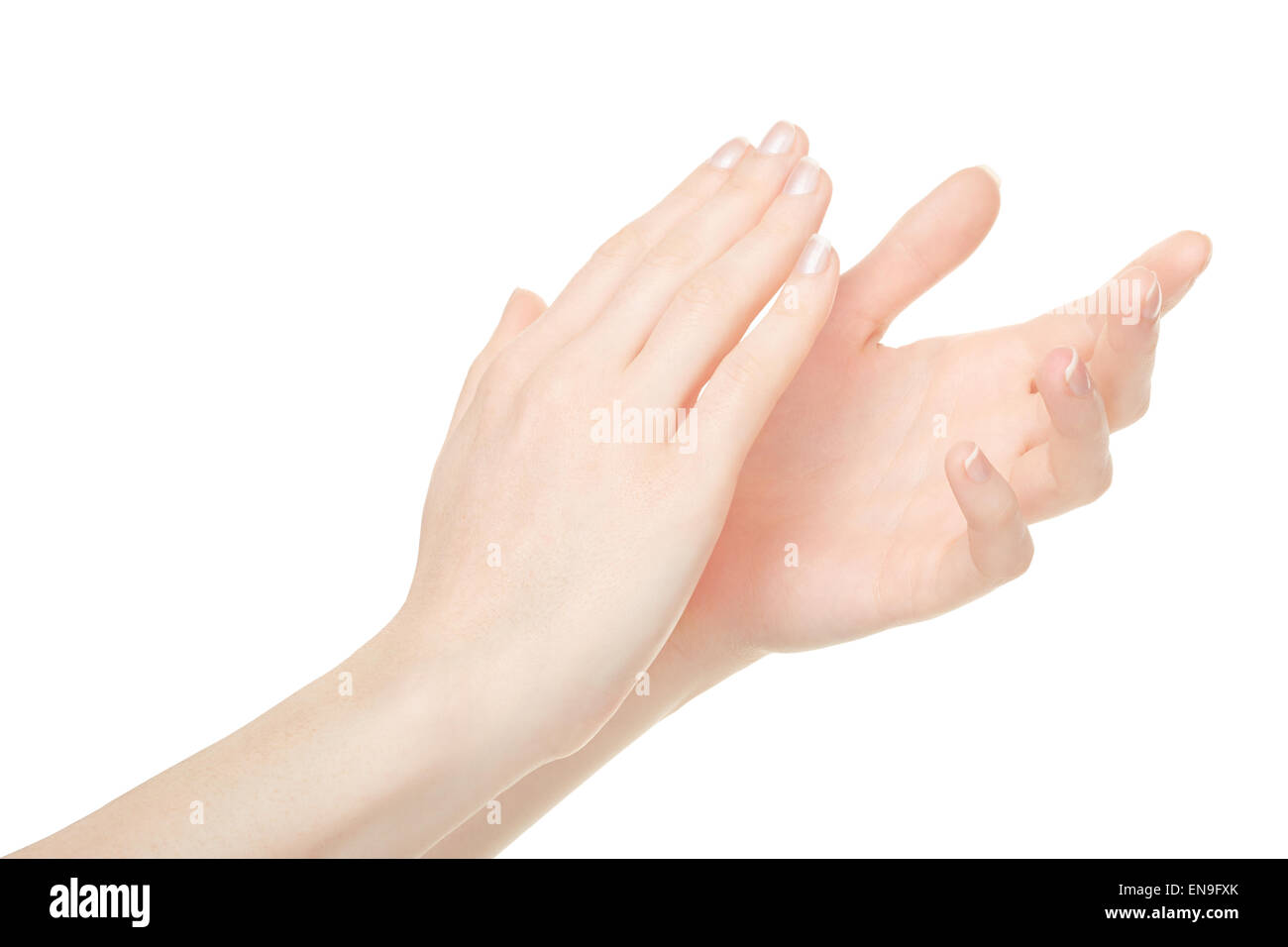 Woman clapping hands, applause Stock Photo