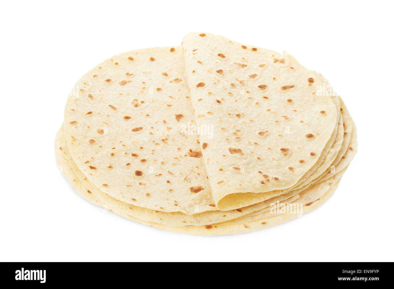 Piadina, italian tortilla heap isolated on white, clipping path included Stock Photo