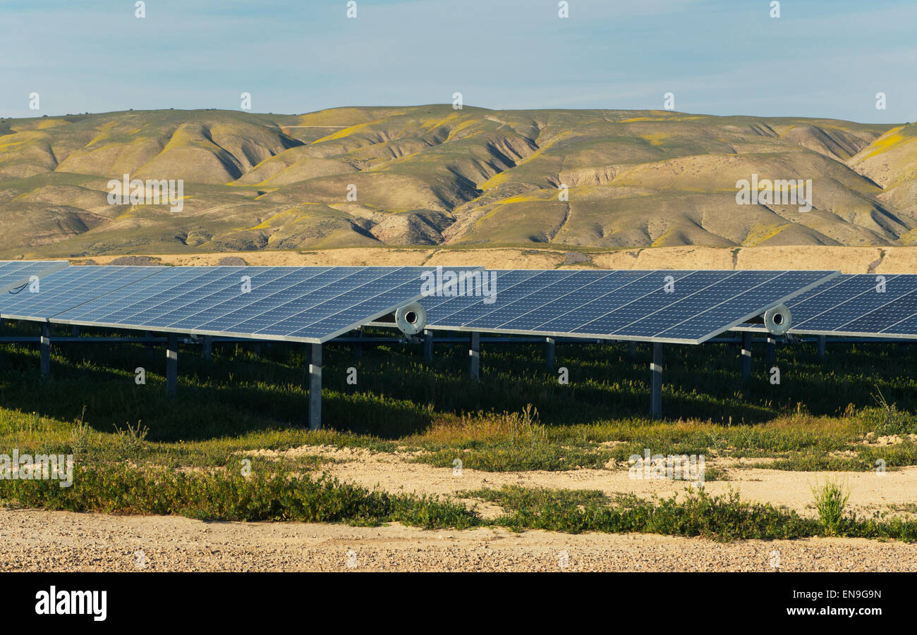 Solar Panels, TOPAZ Solar Farm, largest in the world, Carrizo Plain, California Stock Photo