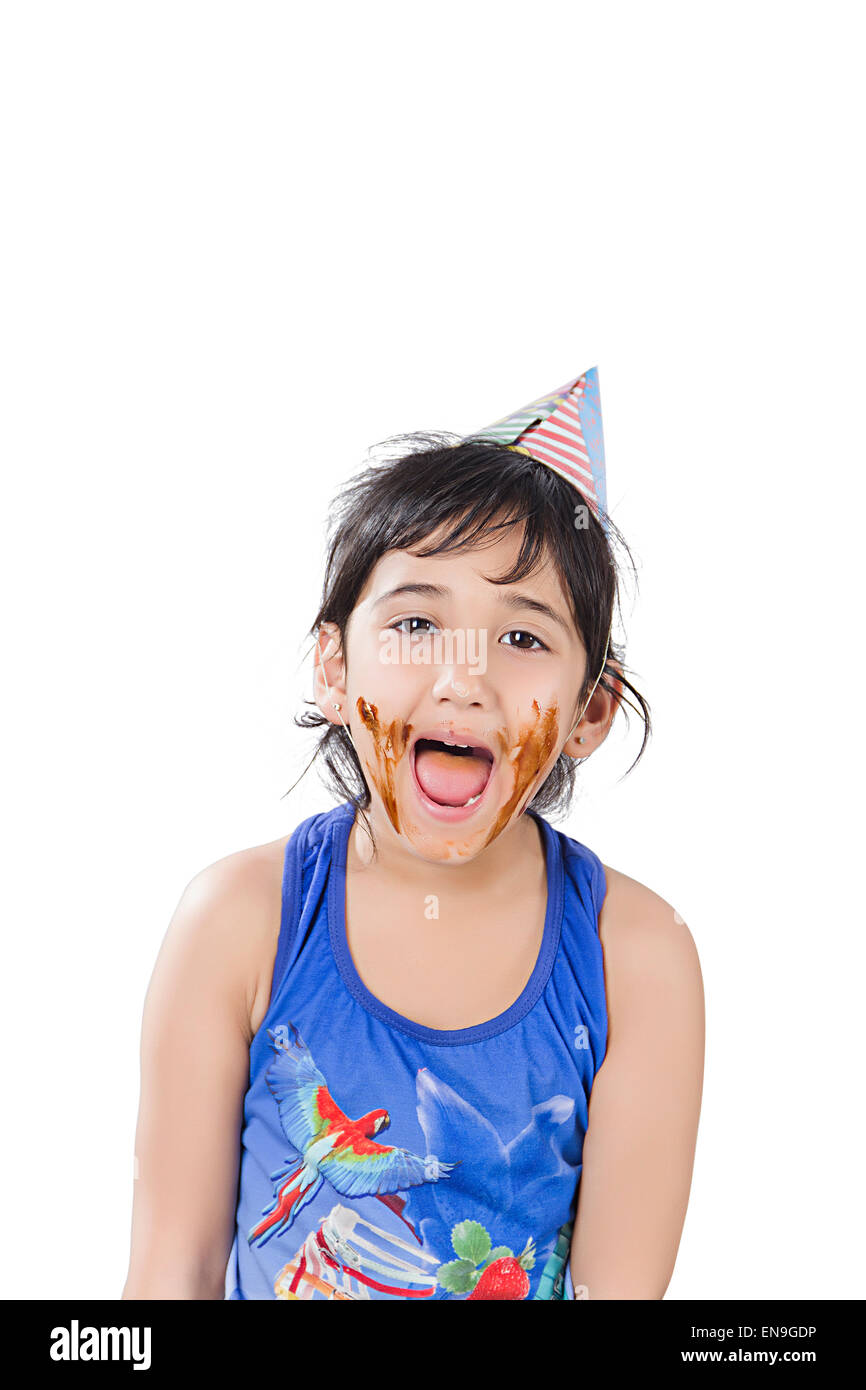 1 indian kids girl Birthday Party enjoy Stock Photo