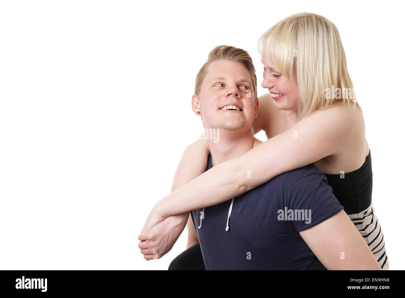 young couple piggyback Stock Photo