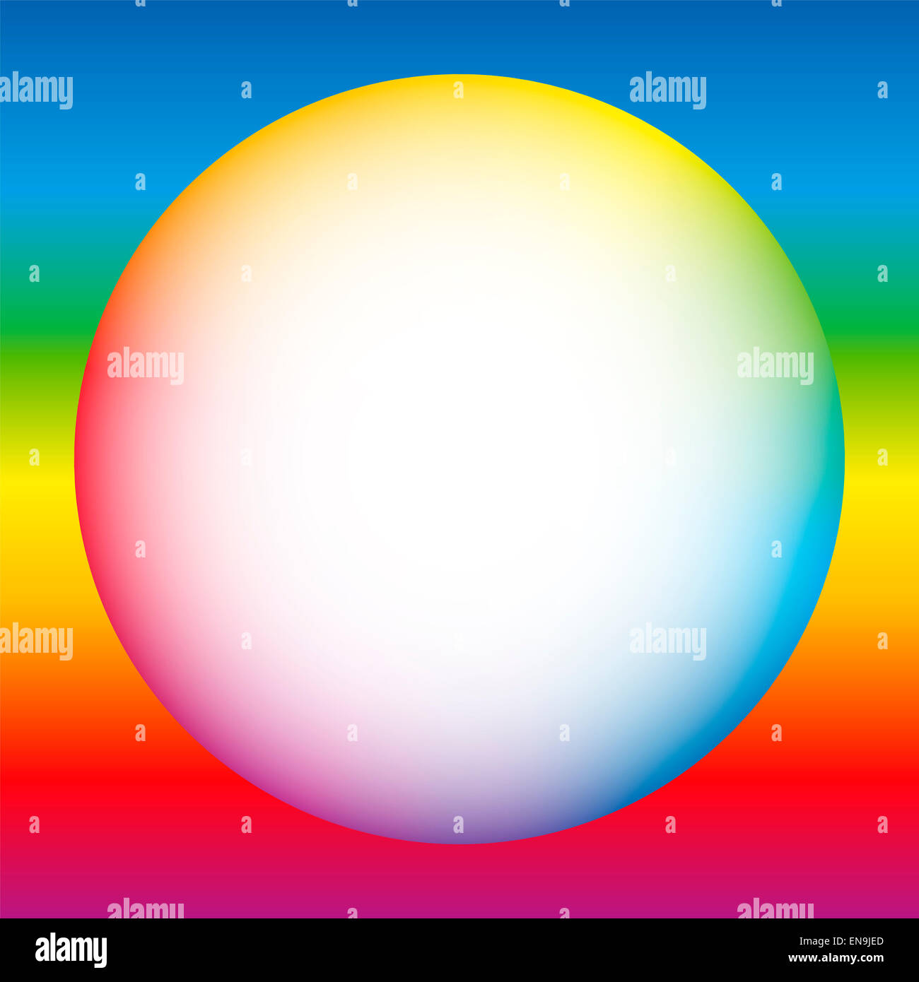 Rainbow colored bubble with white center. Stock Photo