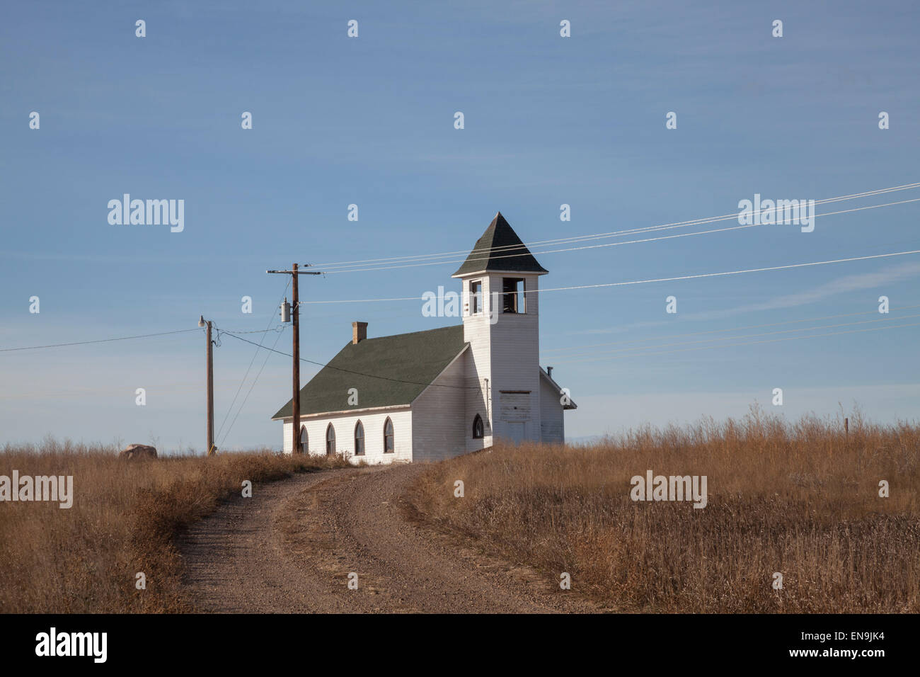 Old prairie church on Highway 2, Montana Stock Photo Alamy