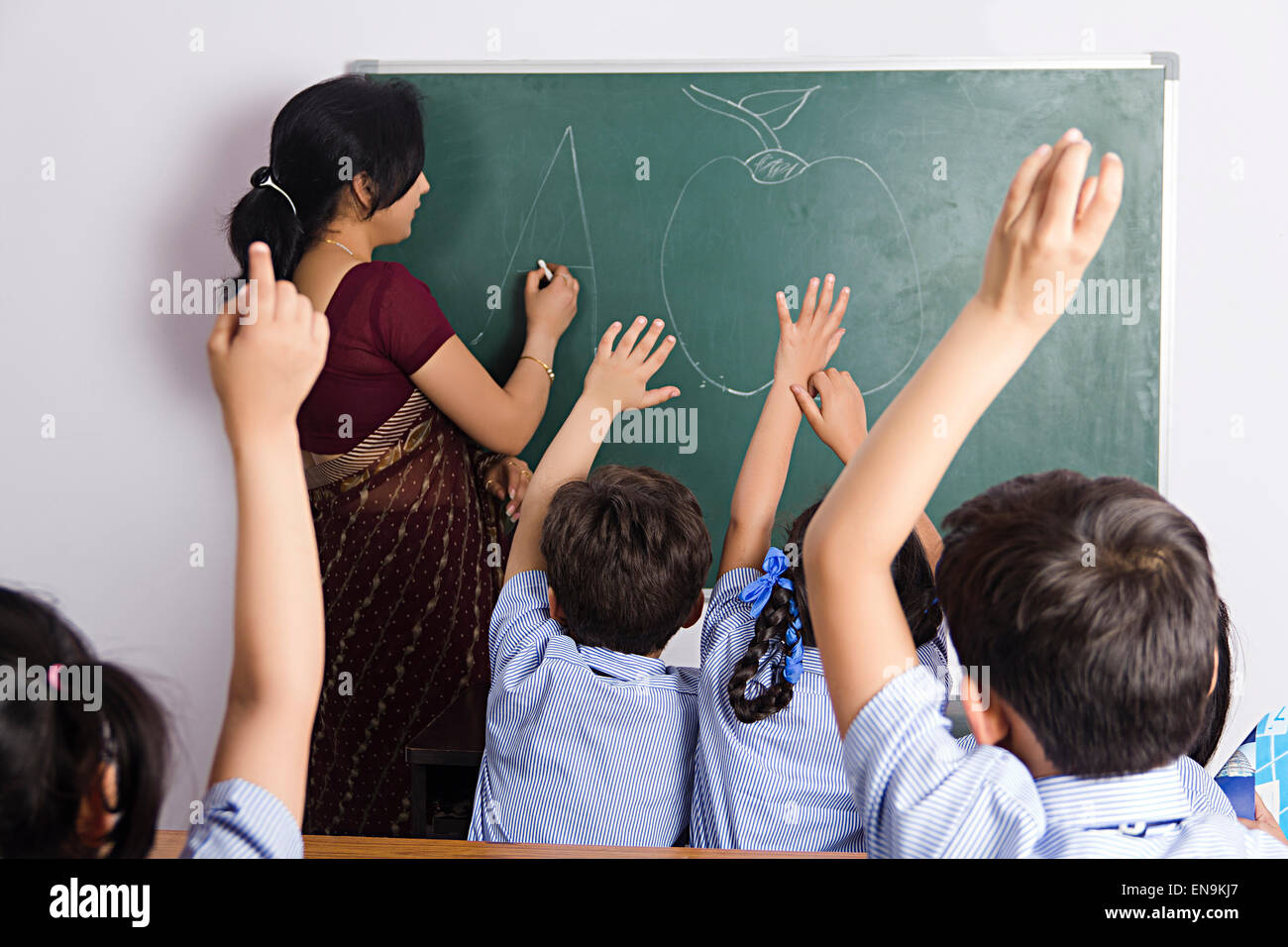 indian Teacher Classroom Kids Student Teaching Stock Photo