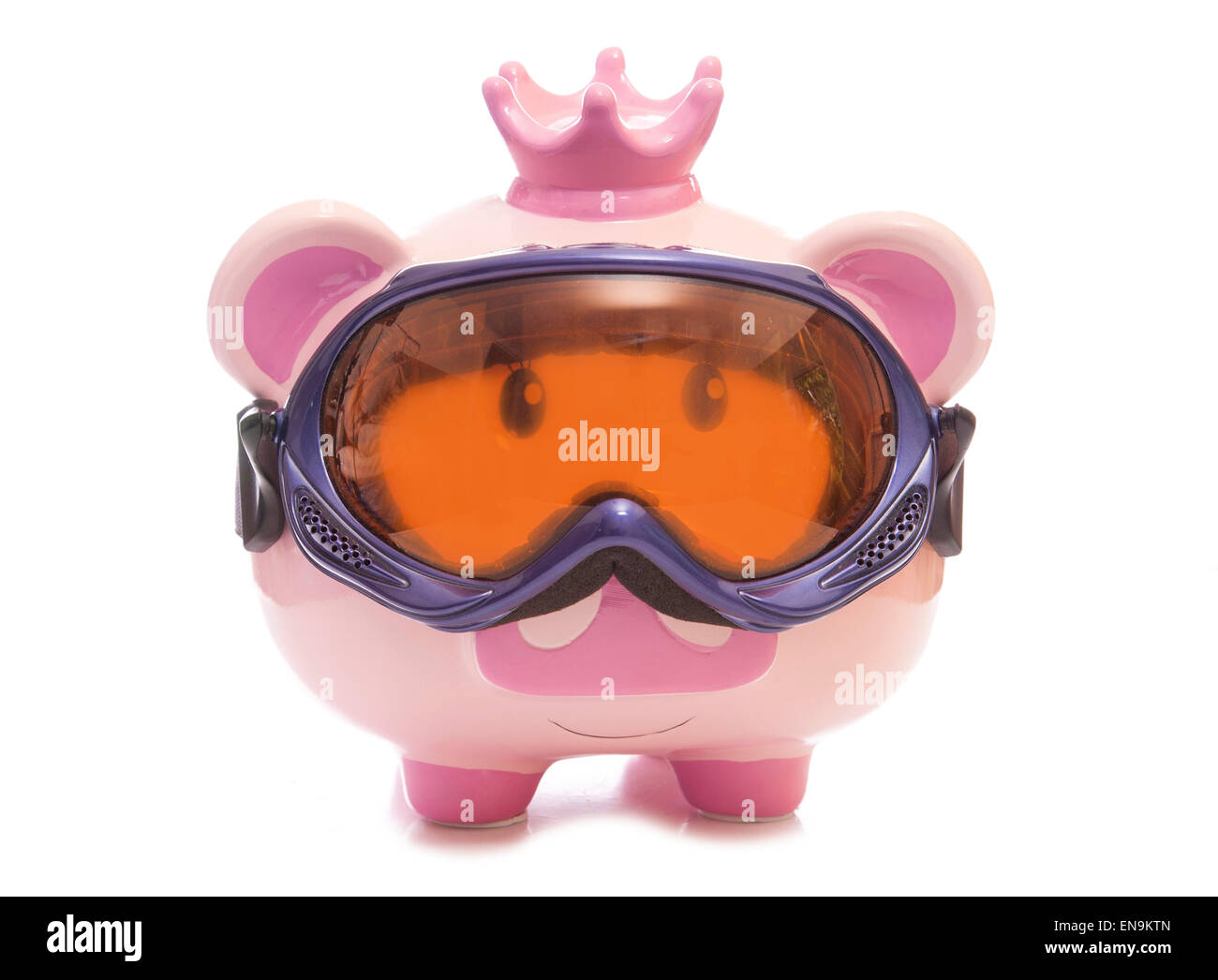 saving for a skiing holiday piggy bank cutout Stock Photo