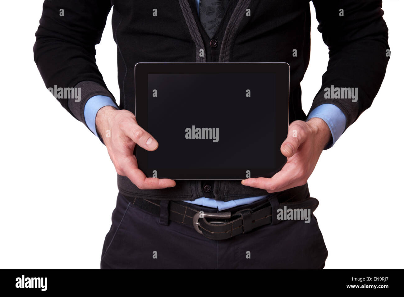 Businessman holding digital tablet Stock Photo