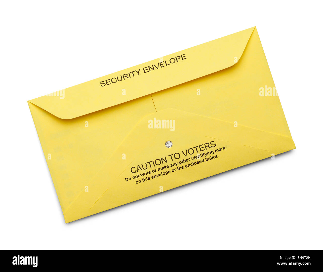Yellow Secure Voting Envelope Isolated on White Background. Stock Photo