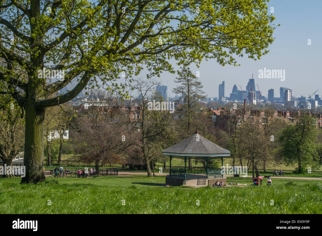 View over London from Parliament Hill, Hamstead Heath. Stock Photo
