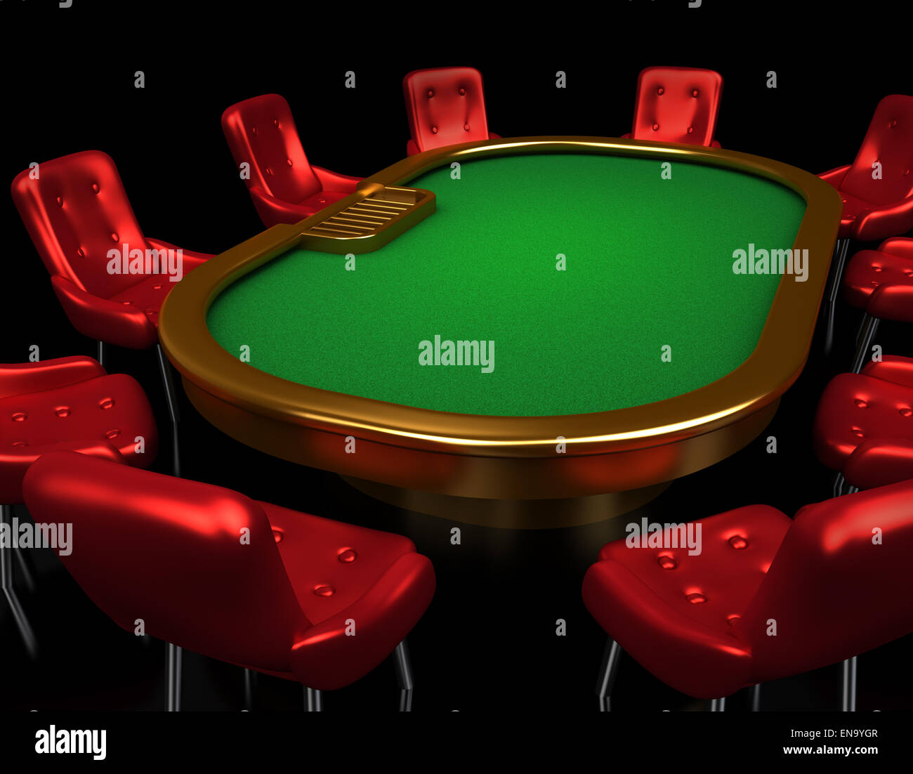 Poker table with chairs isometric view isolated on black Stock Photo