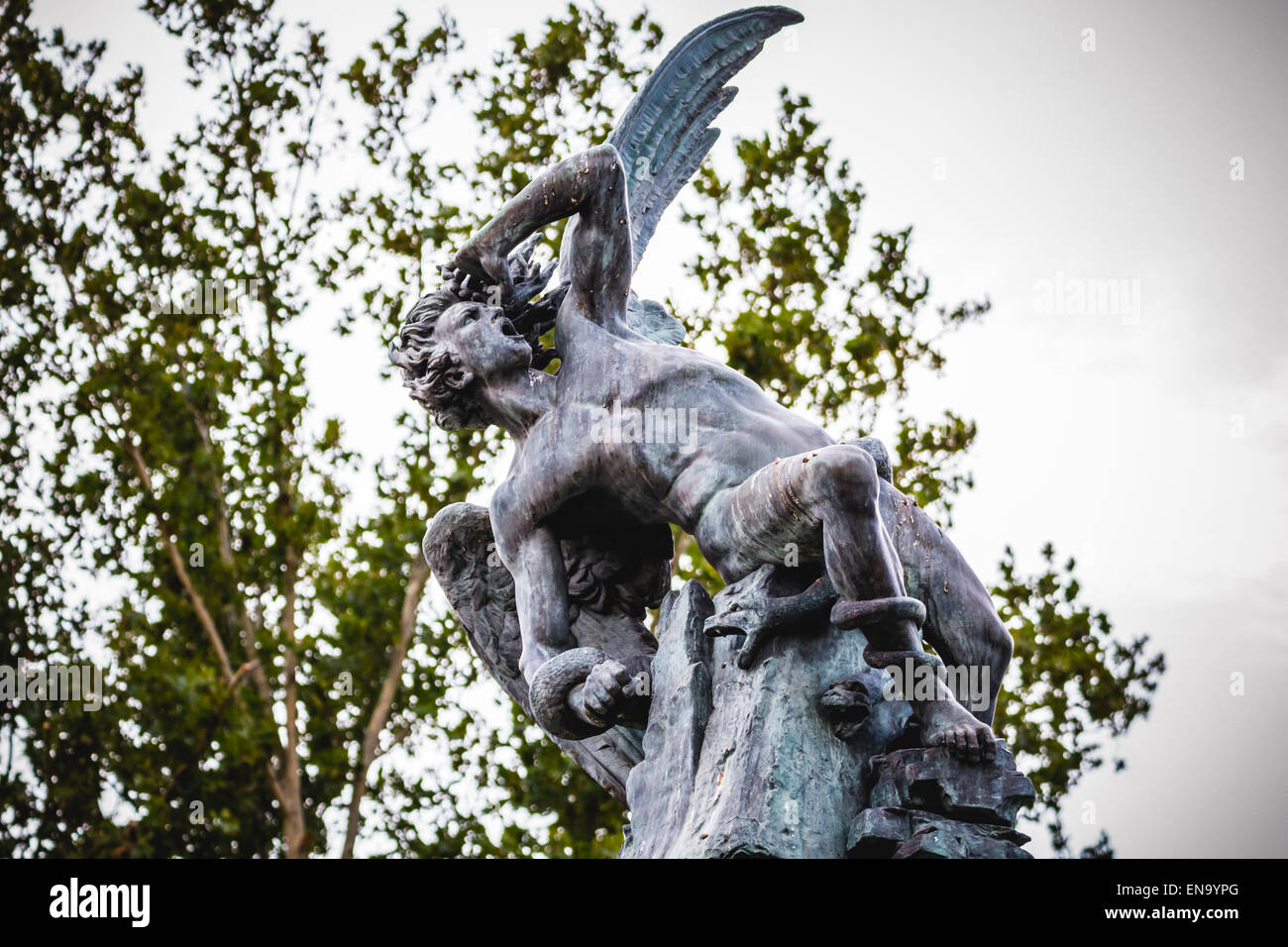 guardian, devil figure, bronze sculpture with demonic gargoyles and ...