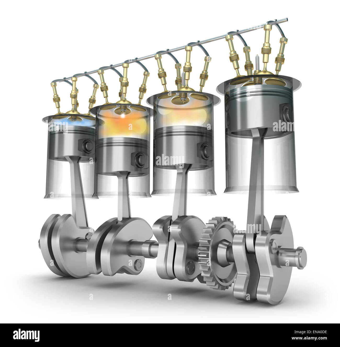 Engine function - operating principle. Isolated on white Stock Photo ...