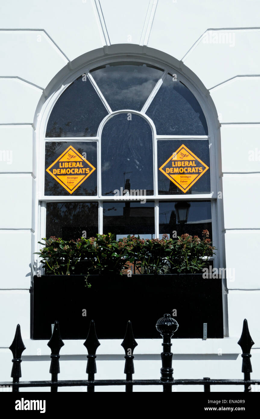 Two Vote Liberal Democrats Posters in window Gibson Square, London