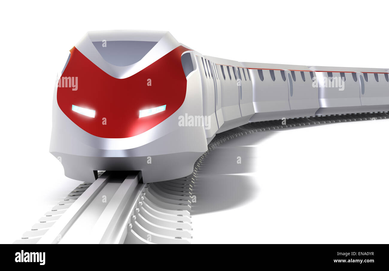 High speed train concept. Isolated on white Stock Photo - Alamy
