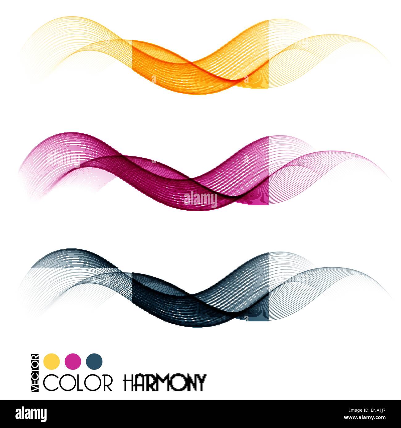 Set of color curve lines design element. Vector illustration Stock ...