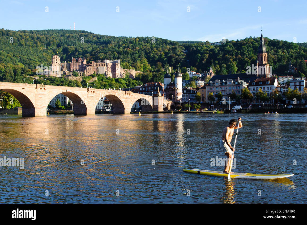 SUP Stand Up Paddle auf dem Neckar, Heidelberg, BadenWürttemberg