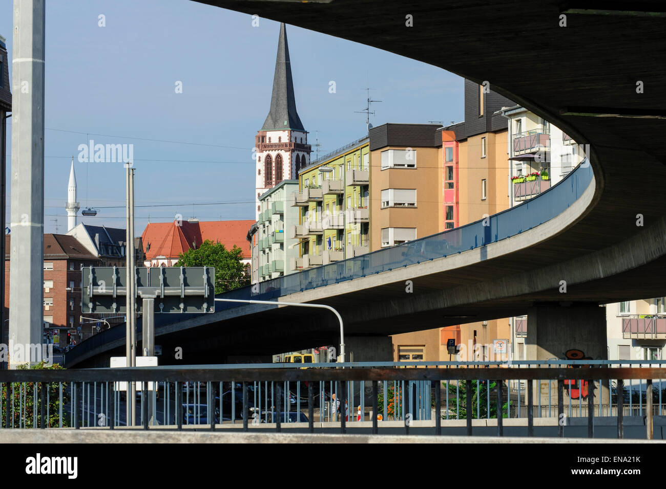 highway bridges, Mannheim, Baden-Wurttemberg, Germany Stock Photo
