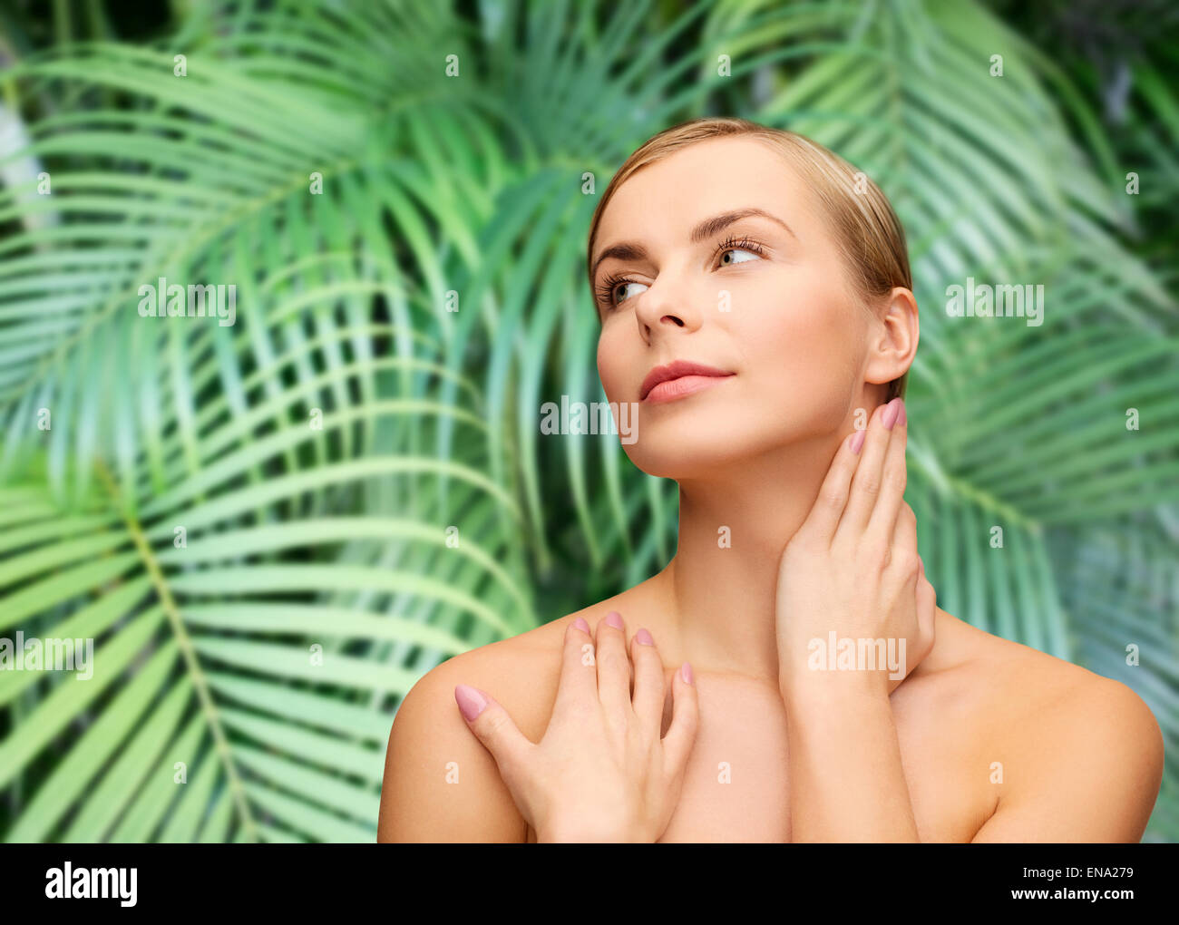 face and hands of beautiful woman Stock Photo - Alamy