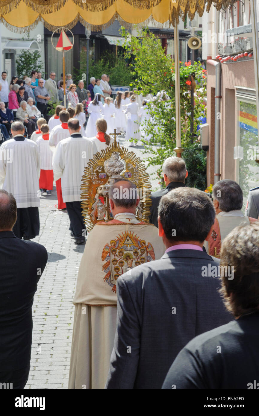 Corpus Christi procession, pilgrimage Basilica of St. George, Walldürn ...