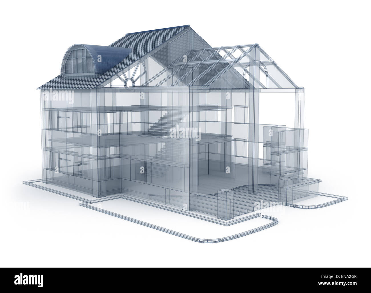 Architecture plan house, transparent model Stock Photo - Alamy