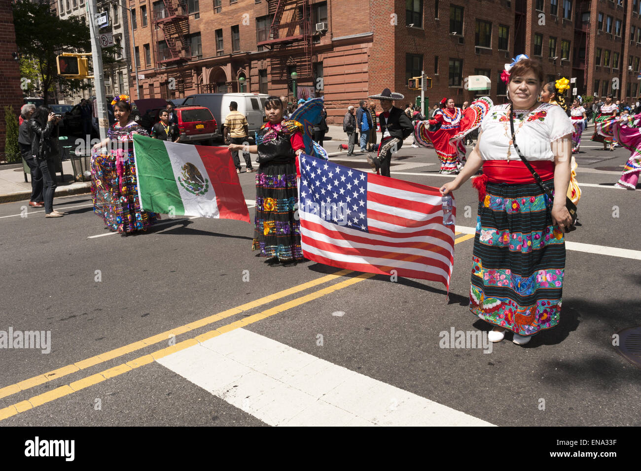 Cinco de Mayo parade on Central Park West in NYC. Stock Photo