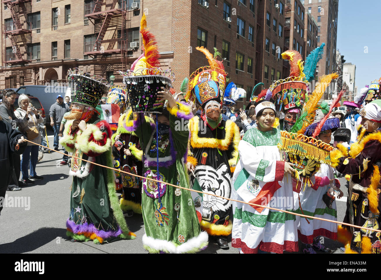 Chinelos dancers at Cinco de Mayo parade on Central Park West in NYC