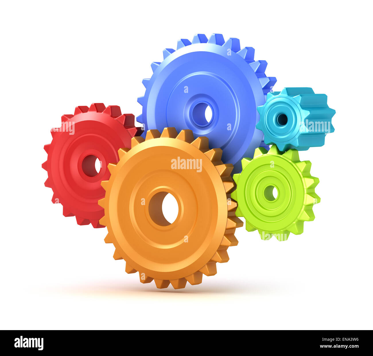 Colorful gear shift, isolated 3D concept Stock Photo