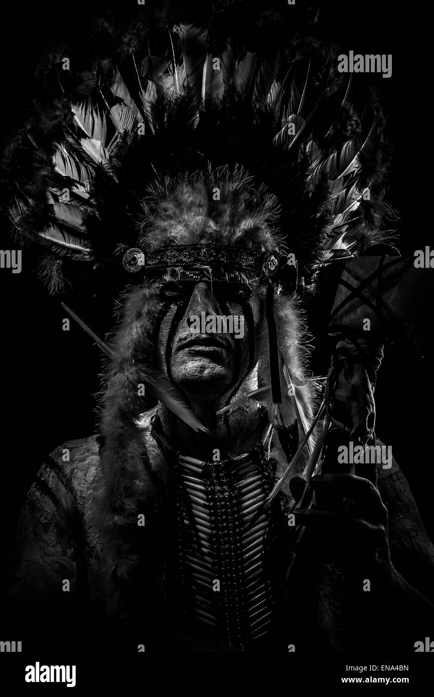 American indian chief big feather hires stock photography and images