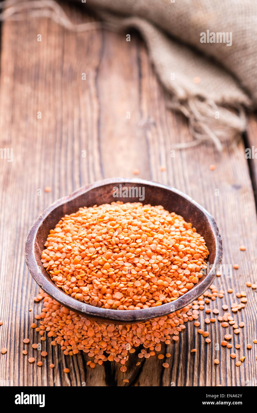 Portion of Red Lentils (detailed close-up shot) Stock Photo
