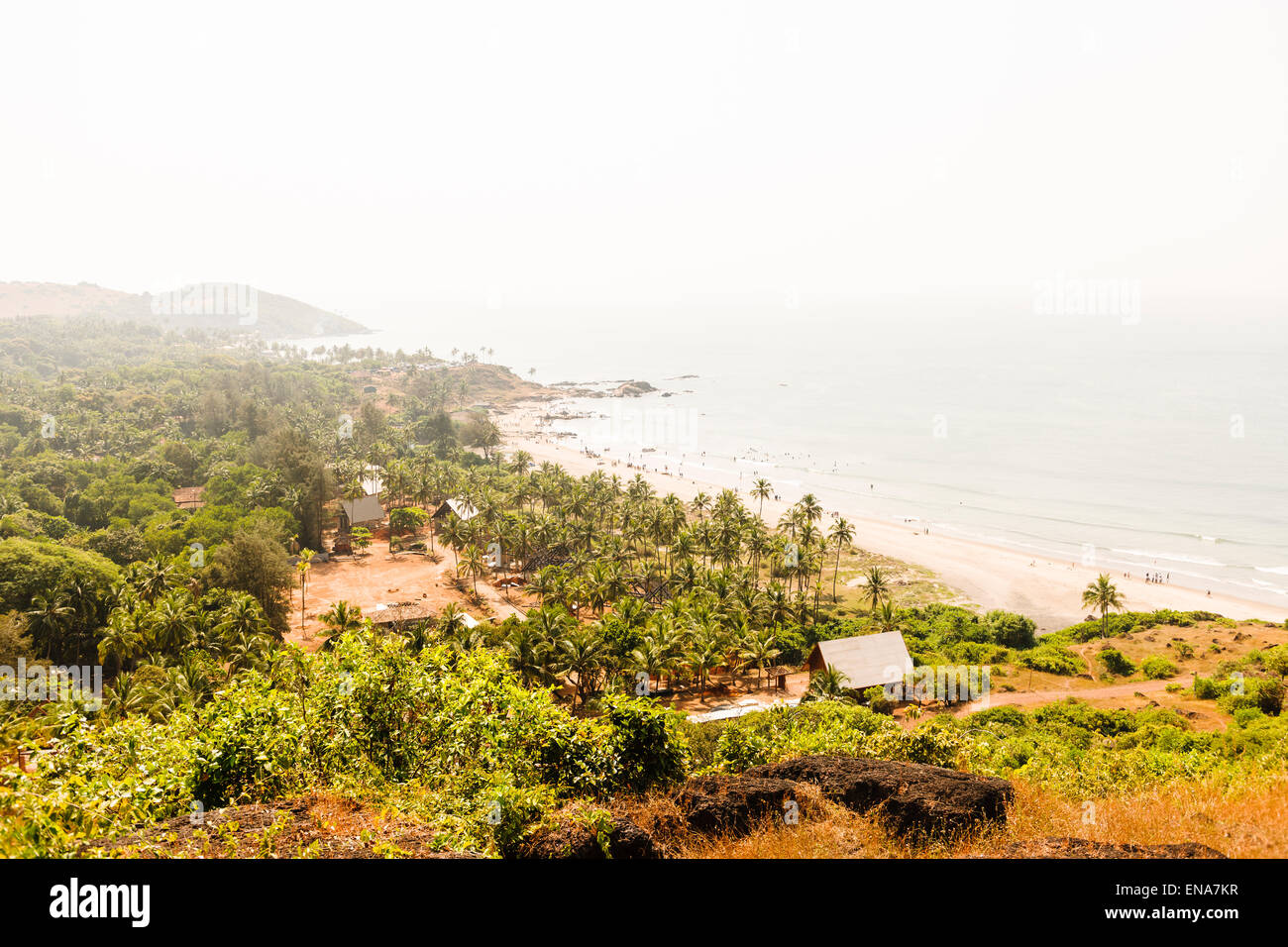 View of Vagator Beach from Chapora Fort, Goa. Stock Photo