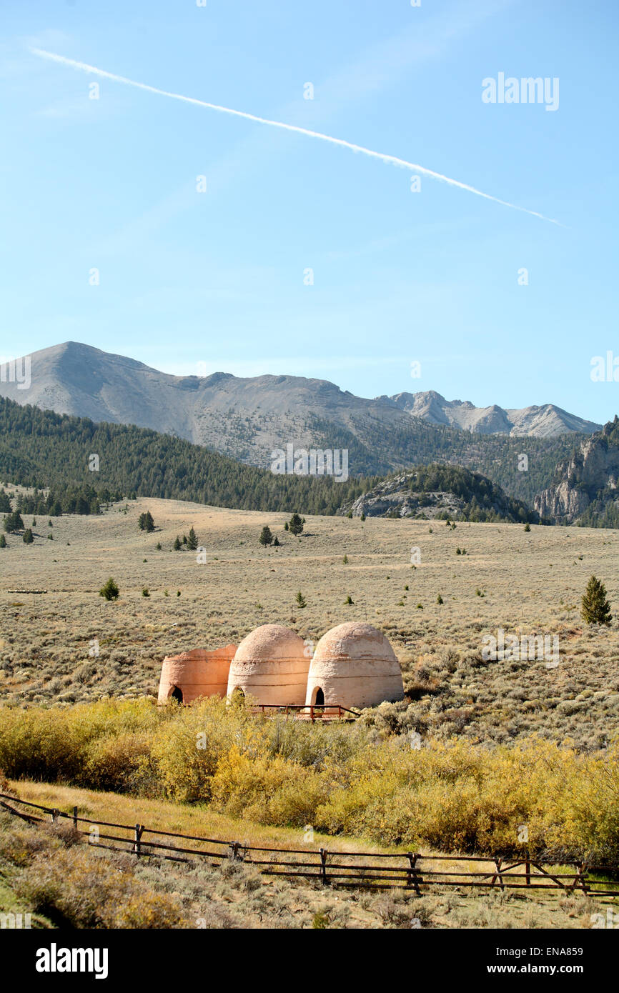 Remains of the historic Birch Creek Charcoal Kilns in the Gilmore Area, Lemhi County Idaho, USA Stock Photo
