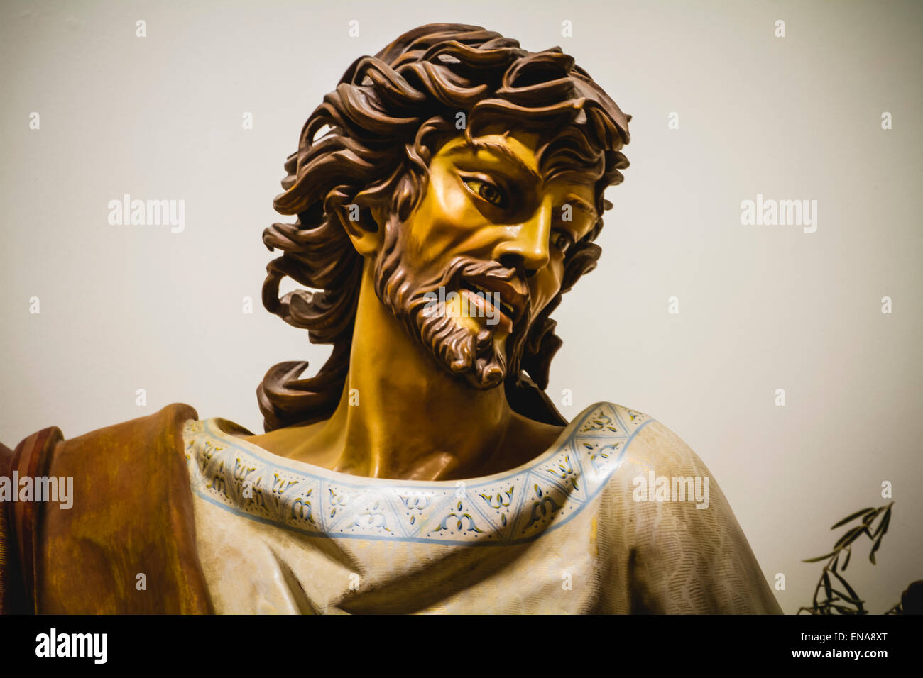 image of Jesus Christ with white mantle, worship and religion Stock