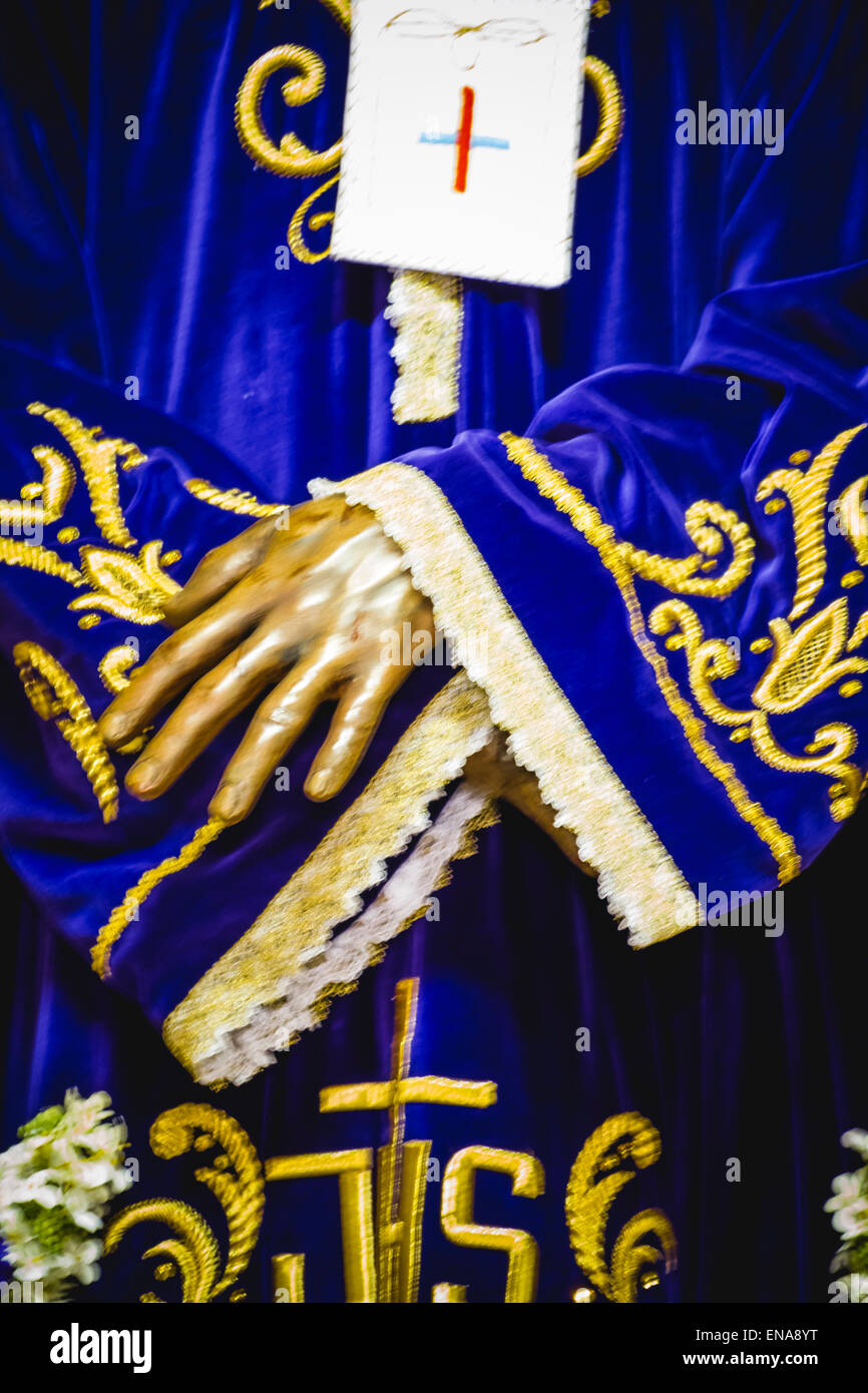image of Jesus Christ with purple mantle, worship and religion Stock