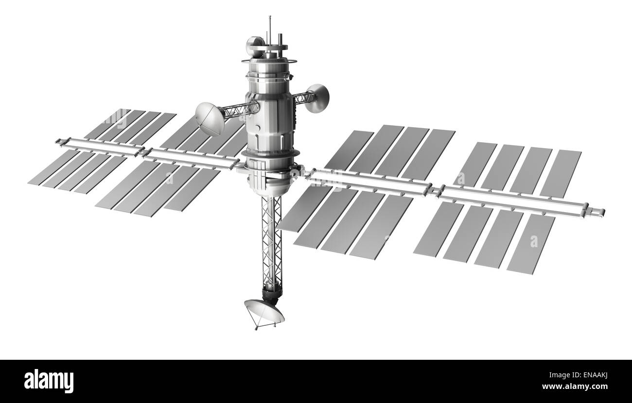 Space satellite, isolated on white Stock Photo - Alamy