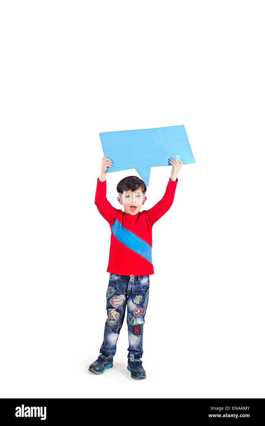 1 indian kids boy Showing Message Board Stock Photo